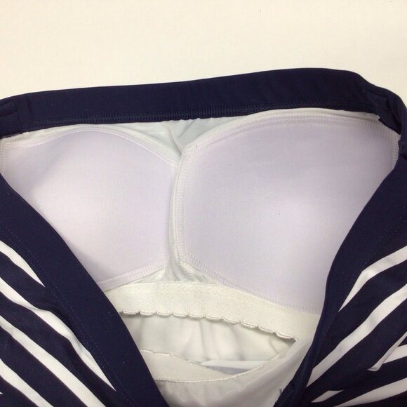 Lands' End Bandeau Tankini Sz 2 Swimsuit Top Blue White Striped Padded - Picture 6 of 9